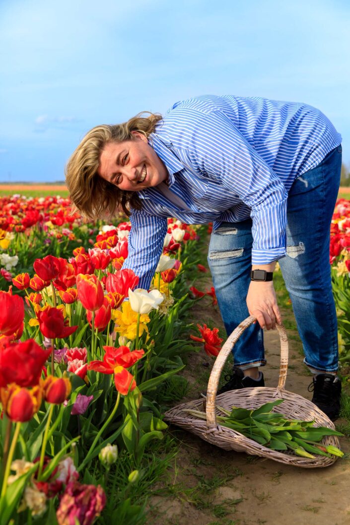 Tulpen plukken in Hanneke's Pluktuin